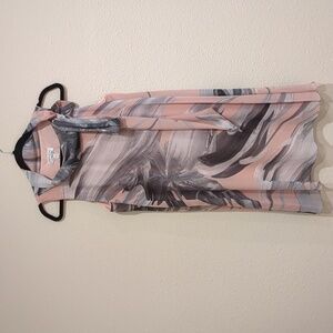 SIGNATURE By Robbie Bee Pink & Gray Swirl Print Dress Size 8